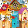 Fall Birdhouse paint by numbers