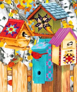 Fall Birdhouse paint by numbers