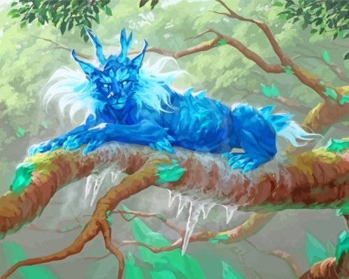 Fantasy Blue Lynx Cat paint by numbers