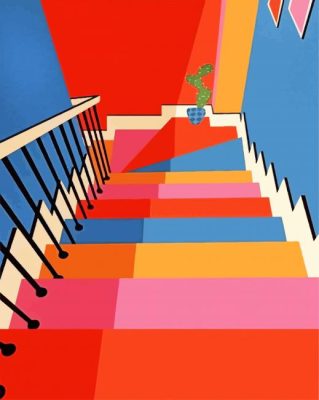 Geometrical Colorful Stairs paint by numbers