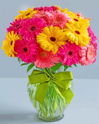 Pink And Yellow Gerberas paint by numbers