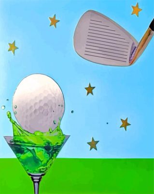 Golf Ball In Glass And Club paint by numbers