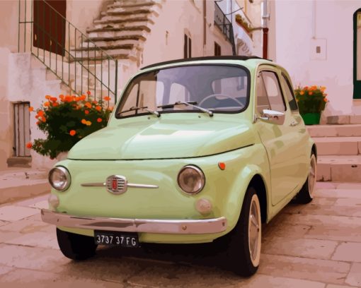 Green Vintage Fiat 500 paint by numbers