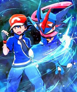 Sacha And Greninja Anime paint by numbers