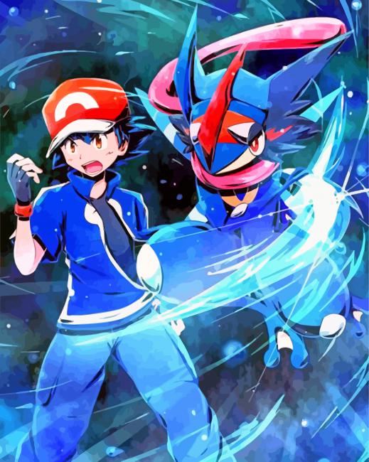 Sacha And Greninja Anime paint by numbers