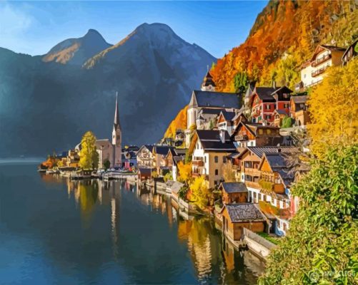 Hallstatt Lake Austria In The Summer paint by numbers