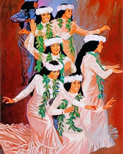 Hawaiian Ladies Dancing paint by numbers