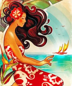 Aesthetic Hawaiian Lady paint by numbers