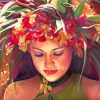 Hawaiian Girl With Floral Headdress paint by numbers