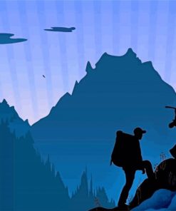 Aesthetic Hiking Man Silhouette paint by numbers