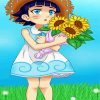 Himawari Uzumaki And Flowers paint by numbers