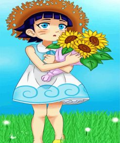 Himawari Uzumaki And Flowers paint by numbers