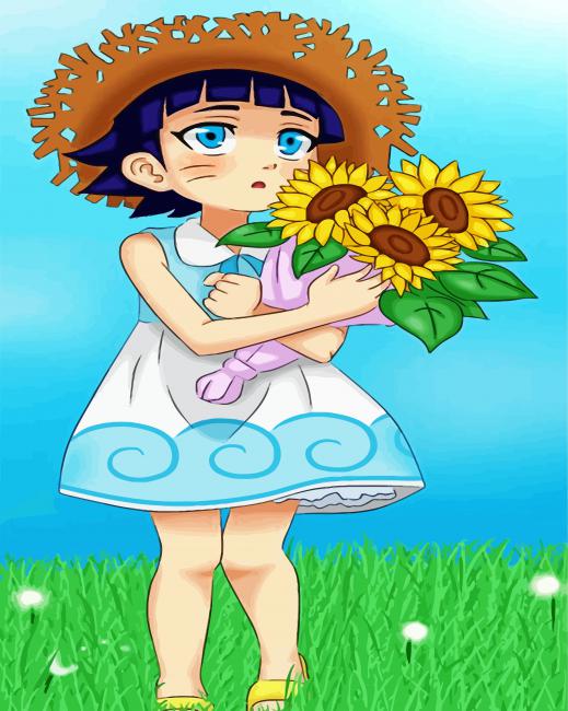 Himawari Uzumaki And Flowers paint by numbers