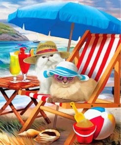 Holiday Beach Cats paint by numbers