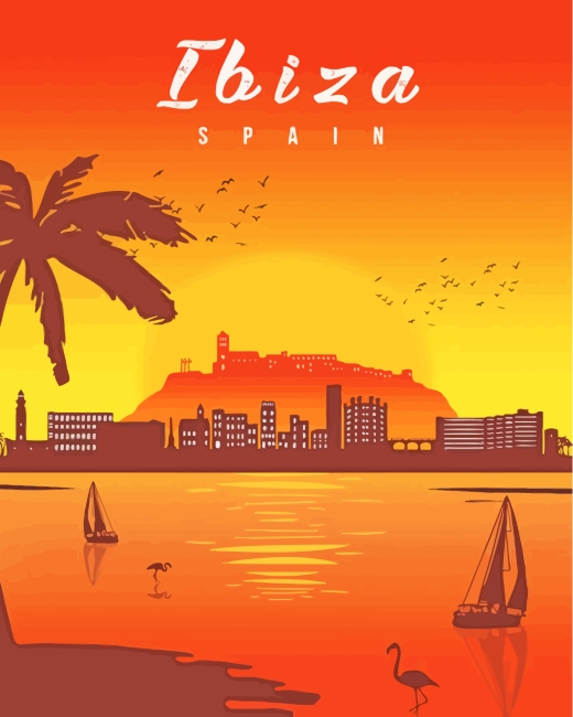 Aesthetic Ibiza Poster paint by numbers