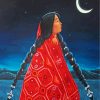 Indigenous Girl Looking At Moon paint by numbers