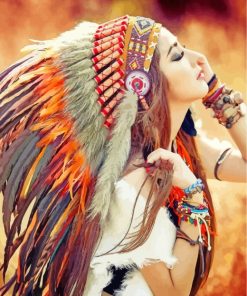 Indigenous Woman With Headdress paint by numbers