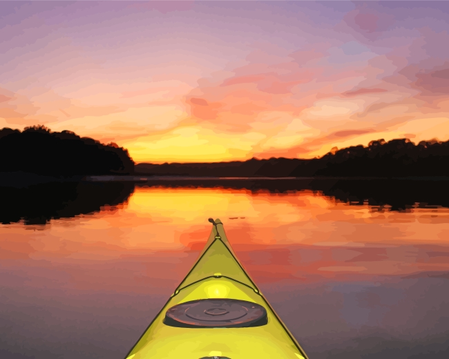 Kayaking At Sunset paint by numbers