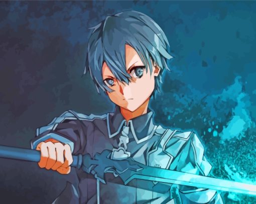 Kirito Anime Boy paint by numbers