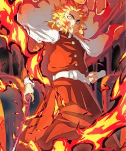 Kyojuro Rengoku Fire paint by numbers