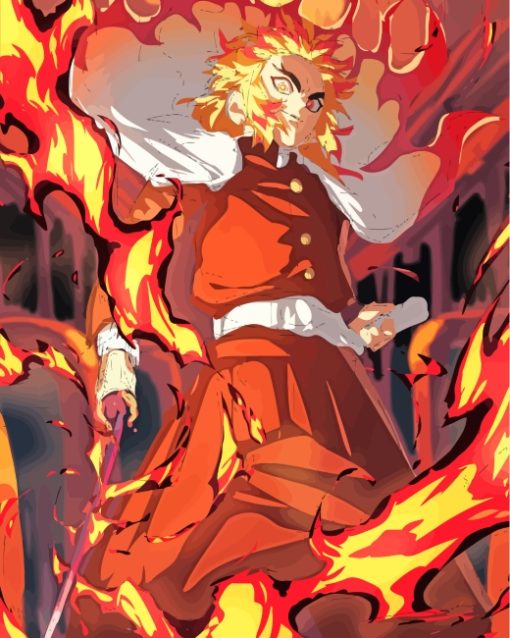 Kyojuro Rengoku Fire paint by numbers