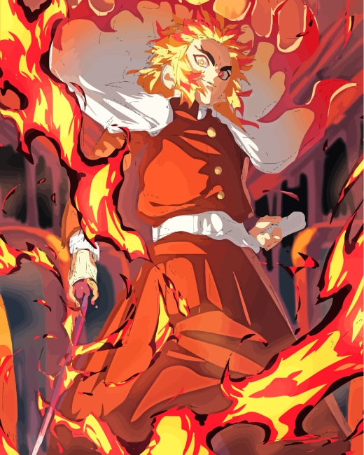 Kyojuro Rengoku Fire paint by numbers