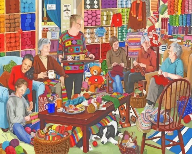 Ladies Knitting Clothes paint by numbers