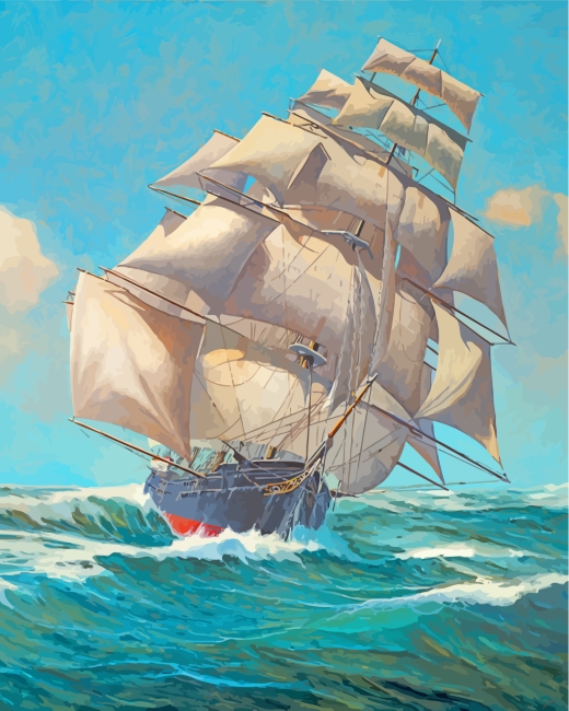 Marine Ship In Sea paint by numbers