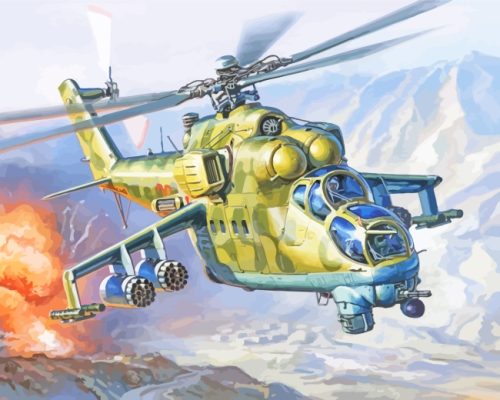 Military War Helicopter paint by numbers