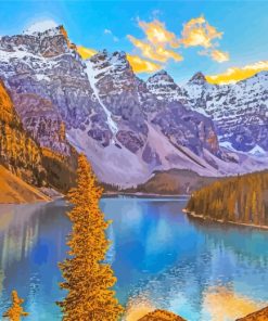 Snowy Mountains Moraine Lake paint by numbers