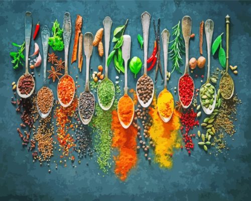 Moroccan Spices Spoons paint by numbers
