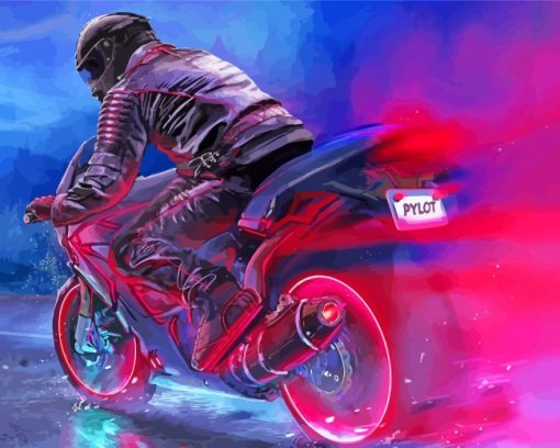Aesthetic Motorbike Driver paint by numbers