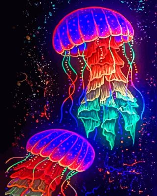 Neon Jellyfish Art paint by numbers