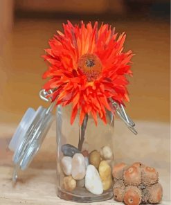 Orange Flowers In Jar paint by numbers