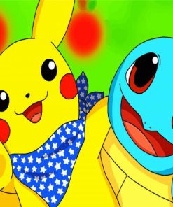 Squirtle And Pikatchu Characters paint by numbers