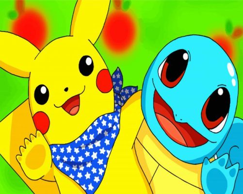 Squirtle And Pikatchu Characters paint by numbers