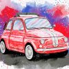 Red Vintage Fiat 500 Art paint by numbers