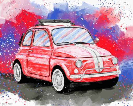 Red Vintage Fiat 500 Art paint by numbers