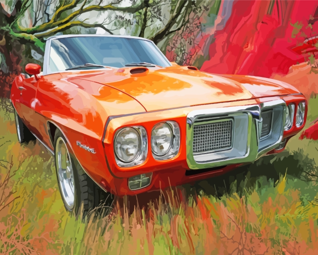 Red Firebird Classic Car paint by numbers