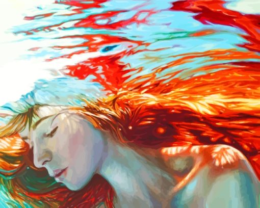 Redhead Girl Underwater paint by numbers