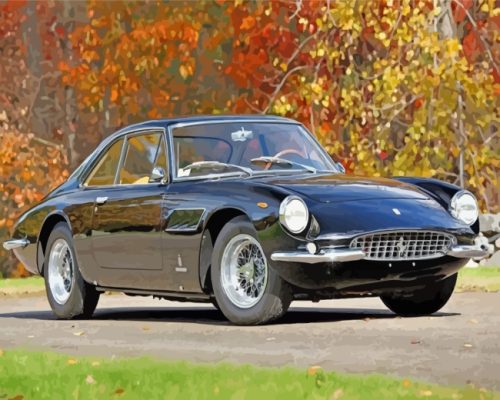 Black Retro Ferrari Car paint by numbers