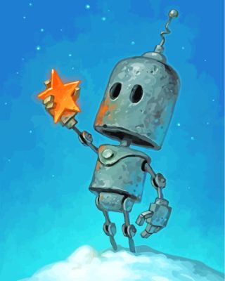 Robot Holding Star paint by numbers