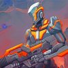 Orange Grey Robot Soldier paint by numbers