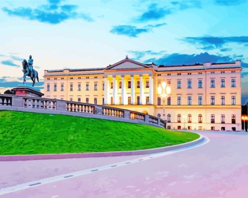 Aesthetic Royal Palace Oslo paint by numbers