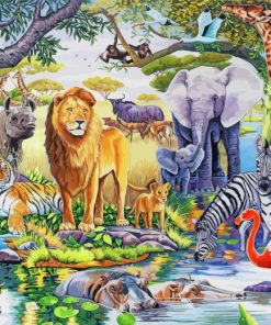 Safari Animals Wildlife paint by numbers