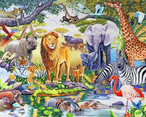 Safari Animals Wildlife paint by numbers