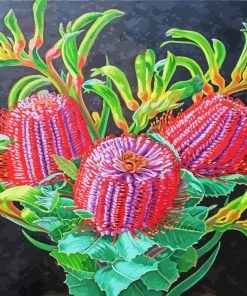 Scarlet Banksia Plant Art paint by numbers