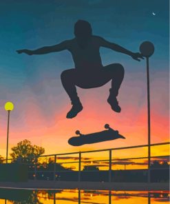 Skater Man Silhouette paint by numbers