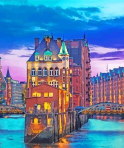 Speicherstadt Hamburg At Sunset paint by numbers