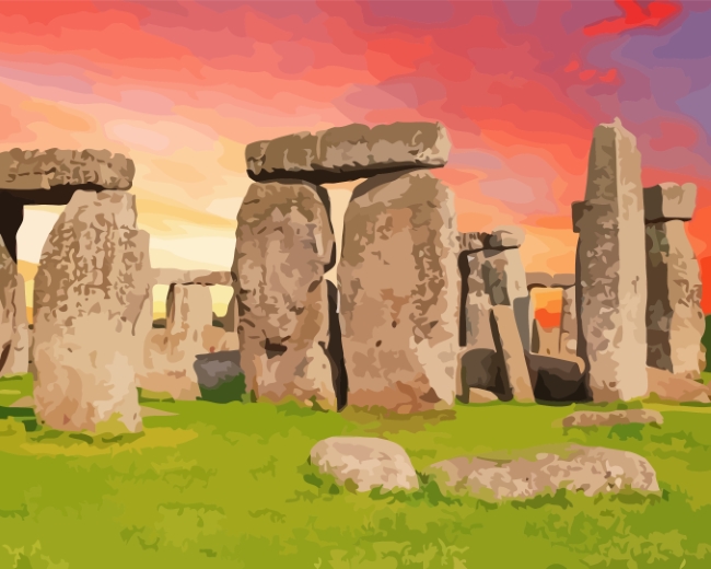 Stonehenge Monument At Sunset paint by numbers